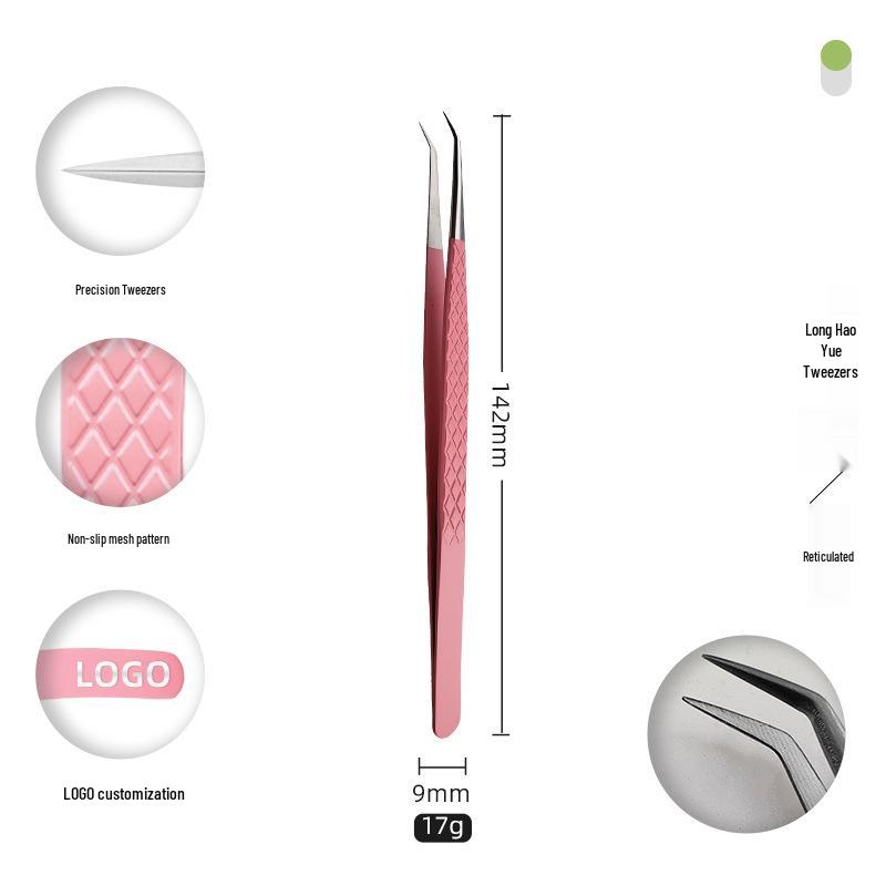 Golden Feather Stainless Steel Eyelash Tweezers for Grafting and Extensions