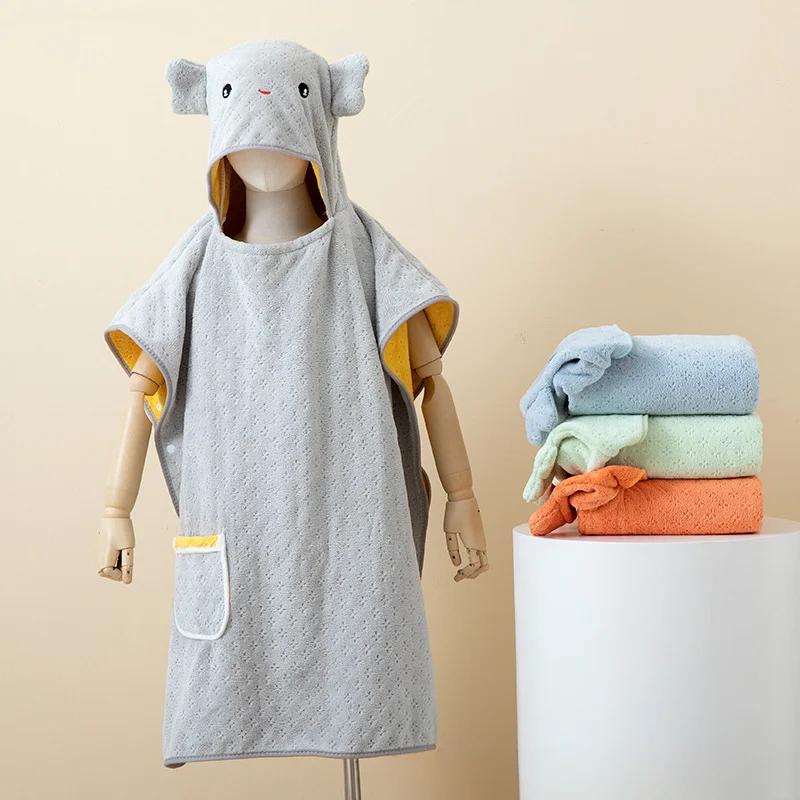 Cartoon Kids Bathrobe Boys Girls Pajamas Toddler Clothing Children Soft Bath Robe Nightgown Coral Fleece Hooded Towel