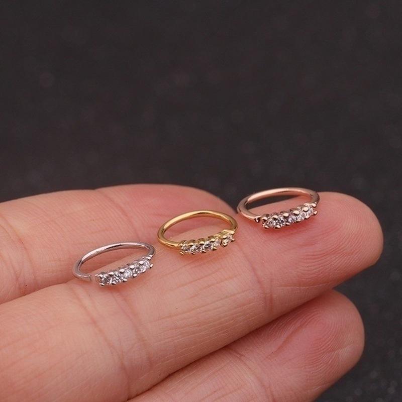 1 pezzo piccoli cerchi naso cerchio orecchino zircone fiore anello al naso micro-intarsiato zircone puntura