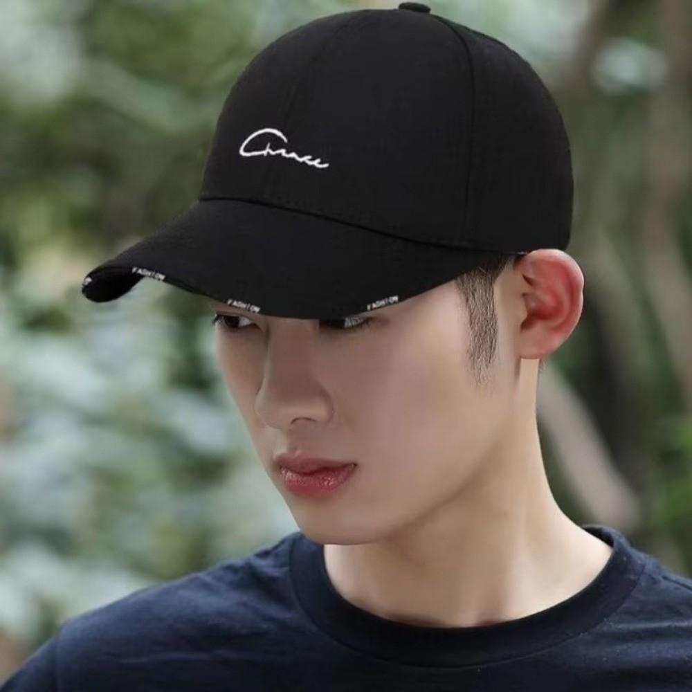 Fashion Letter Embroidered Baseball Cap Adjustable Wide Brim Peaked Cap Breathable Solid Color Sun Hat Summer