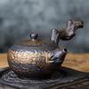 220ml Ceramic Tea Pot with Side Handle Japanese Style Coarse Pottery Kung Fu Tea Set