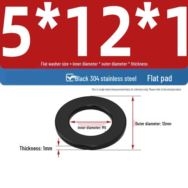 Ultra-Thin Black Zinc-Plated Stainless Steel Flat Washer (M2-M20)