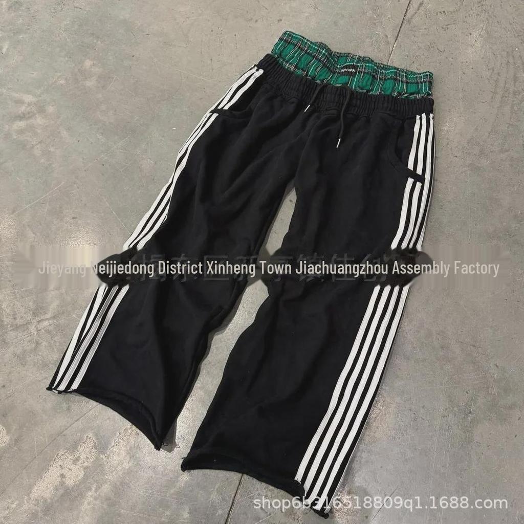 Letní retro pruhované volné rovné kalhoty s vysokým pasem pro muže i ženy 2024