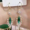 Exquisite Leaves Ear Line Long Hanging Earrings For Women Shiny Crystal Leaf Tassel Drop Earring Girls Party Wedding Jewelry