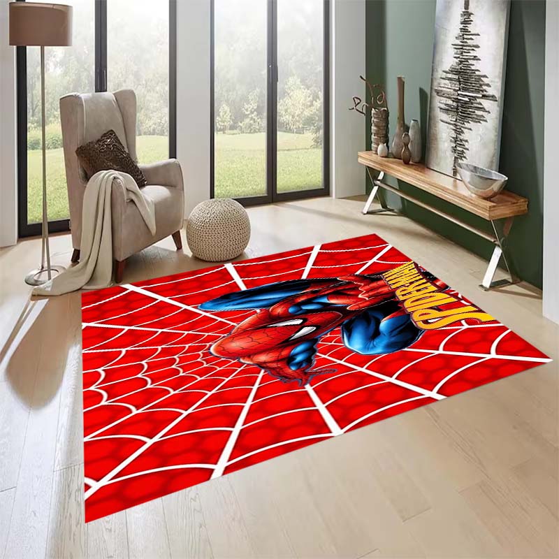 New custom-designed, cool Spider-Man rugs are available for your entryway, bathroom, and bedroom – featuring a spiderweb pattern