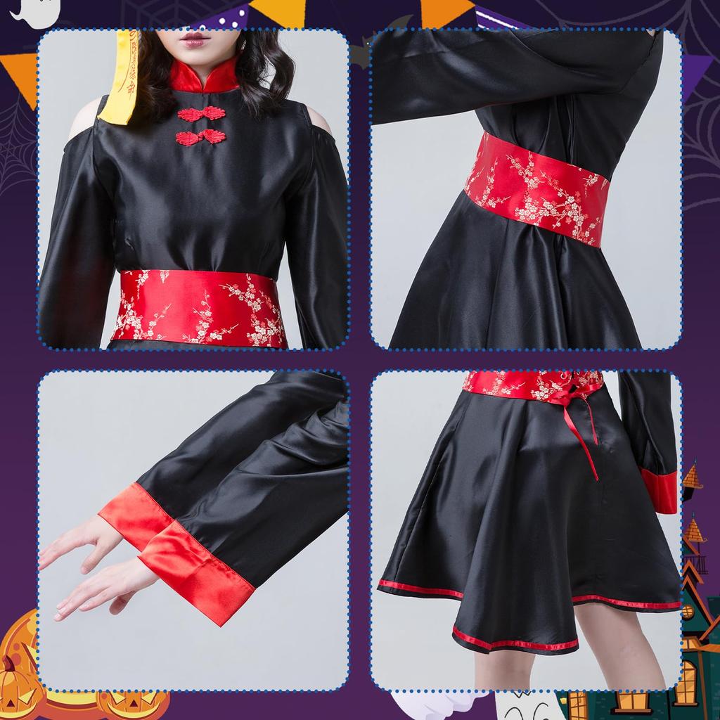 [Matreeglam] Κοστούμι Cosplay Jiangshi για Παιδιά Αποκριάς Ενήλικο Κοστούμι Jiangshi Χαριτωμένο Ολόσωμο Κοστούμι Φαντάσματος Ζόμπι Αποκριάς για Παιδιά Φούστα για Κορίτσια