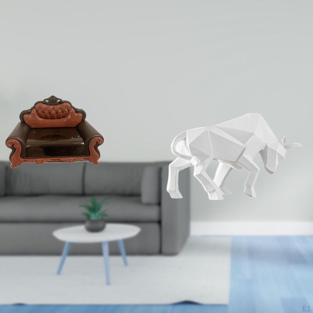 Miniature Bull Sofa Couch Chair Model DIY Accessory Furniture Room Micro Landscape Gift Resin