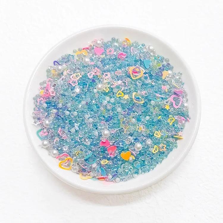 50g/Beutel Gemischte Harz Glitzernde Lochlose Perlen 2mm-7mm Strasssteine Schillernde Perlmuttfarbene Creme Imitation Blase Bastelzubehör