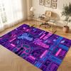 City Cyberpunk Theme Crystal Velvet Floor Rug Personalized Custom Name Text Warm Carpet Home Decoration