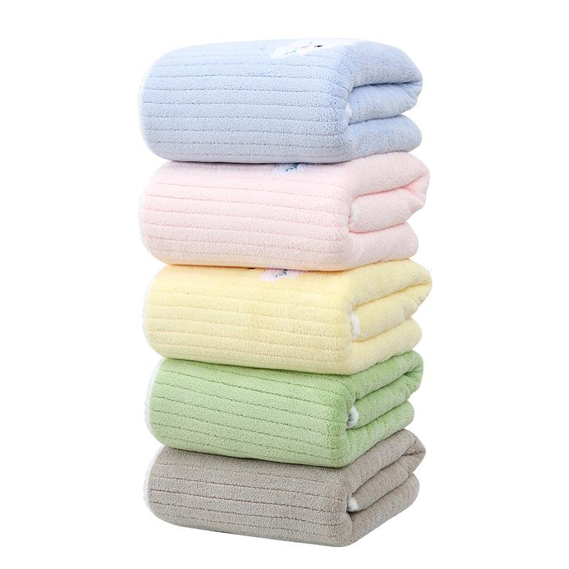 Towel New coral fleece striped cloud bath towel Cartoon soft absorbent large bath towel Children's adult bath towel