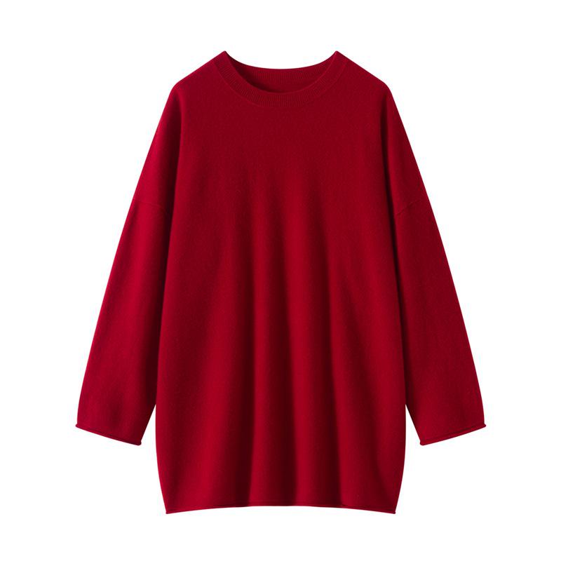 Women's Striped Cashmere Sweater Dress - Round Neck, Loose Fit, Versatile Pullover for Autumn/Winter