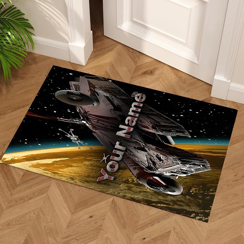 Star Wars Customize Your Name Area Rug Perfect for Balcony Dormitory Bedrooms Playrooms Anti-slip Rug Anime Office Decor Gift for Festivals
