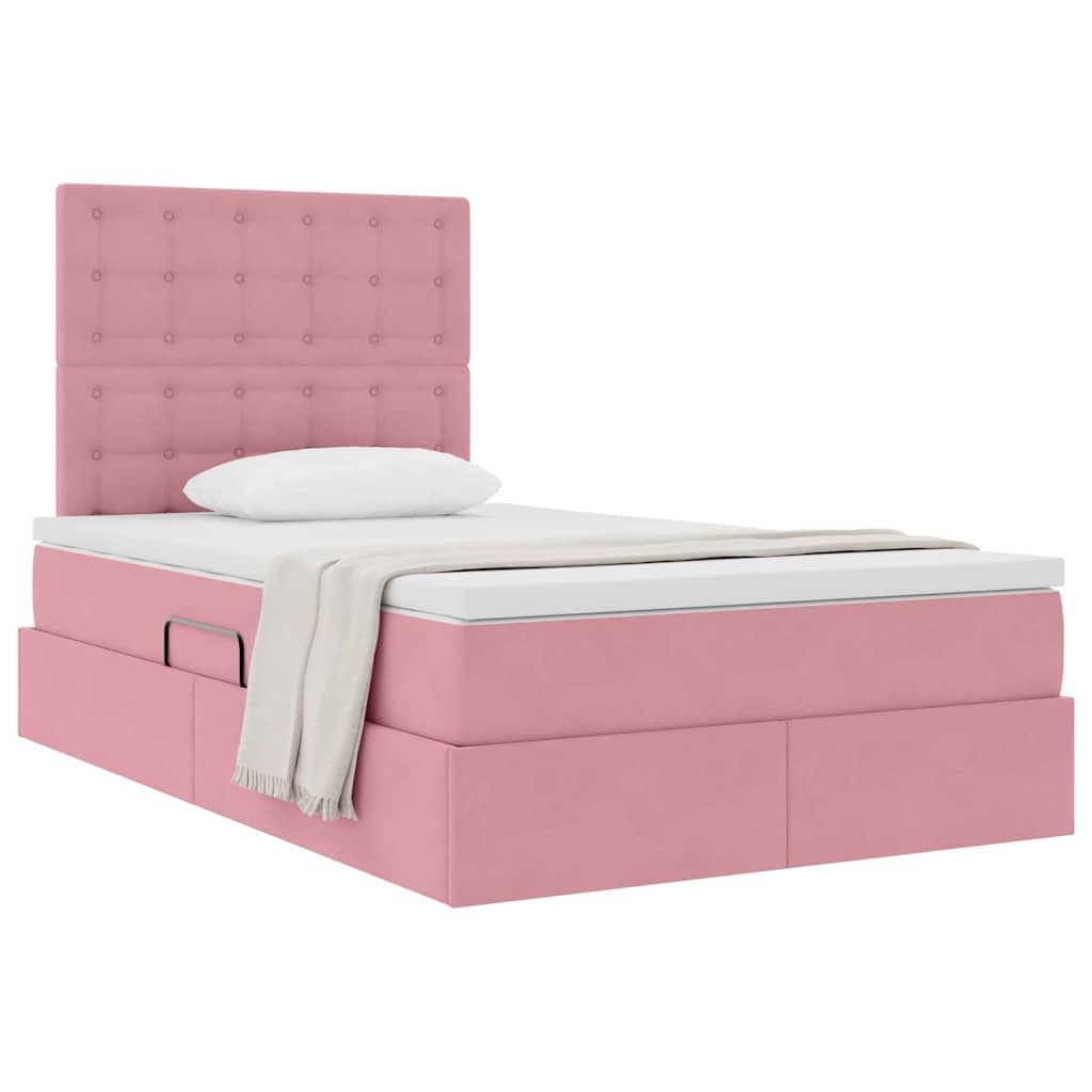 Storage Bed with Mattress Pink 120 x 200 cm Velvet