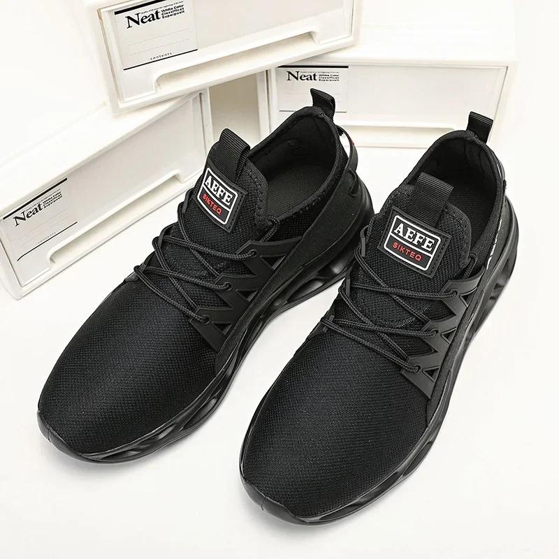

Мужская модная обувь, новая весенне-осенняя мягкая подошва, сетчатая, дышащая, мужская, сверхлегкая, большого размера, черная, повседневная спортивная обувь 40 чёрный