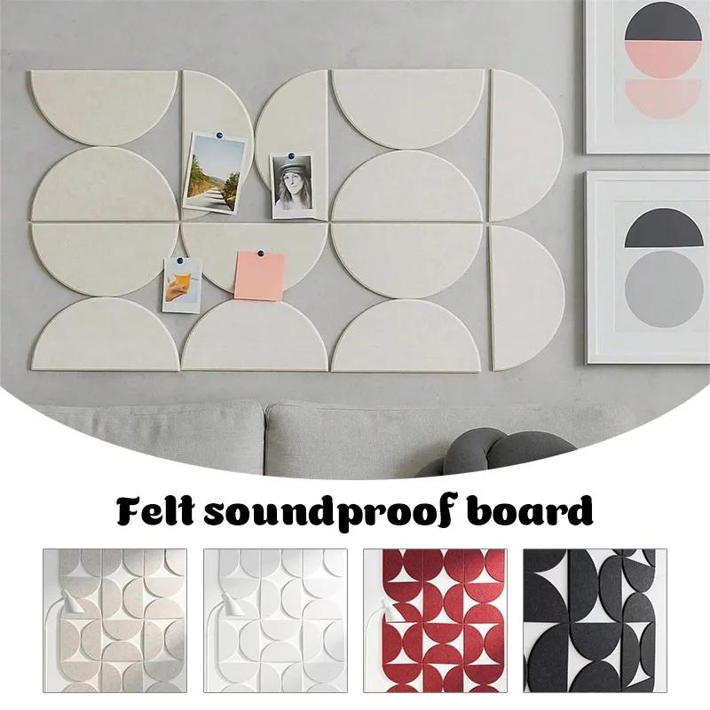 12pcs/set Felt Wall Sticker Soundproof Semicircle Self-Adhesive Wall Panels Peel and Stick for Studio Home Office Decoration