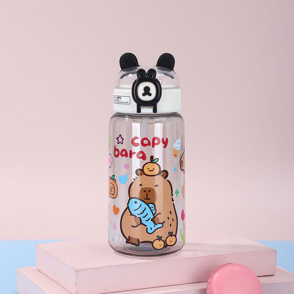 500ML Kapibala Cup Clear Portable Flip-top Water Bottle Leak Cute Plastic Proof Outdoor For Kid X8G9