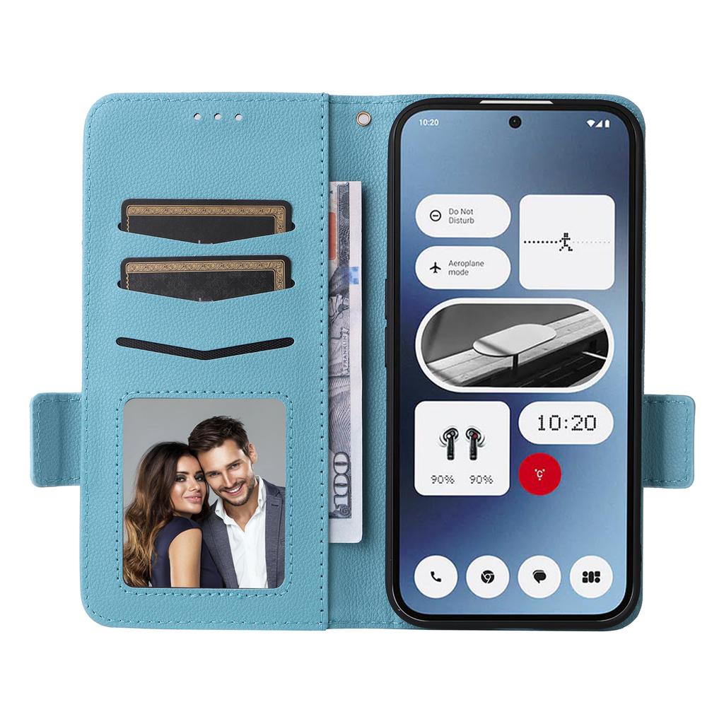 For Nothing Phone (2a) Plus/Phone (2a) Case with Wrist Strap Litchi Texture PU Leather Wallet Phone Cover