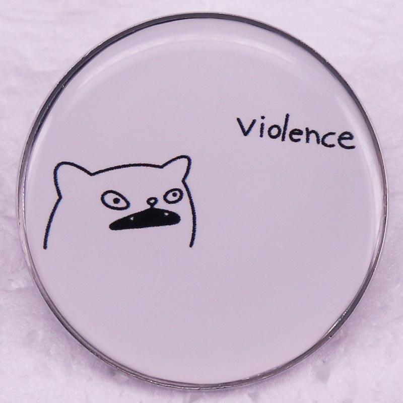 Rough Manga Cat Brooch Badge