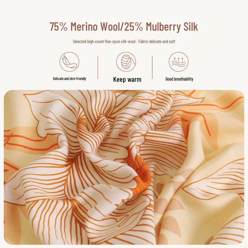 Jewel Butterfly Women's Silk Wool Scarf Shawl