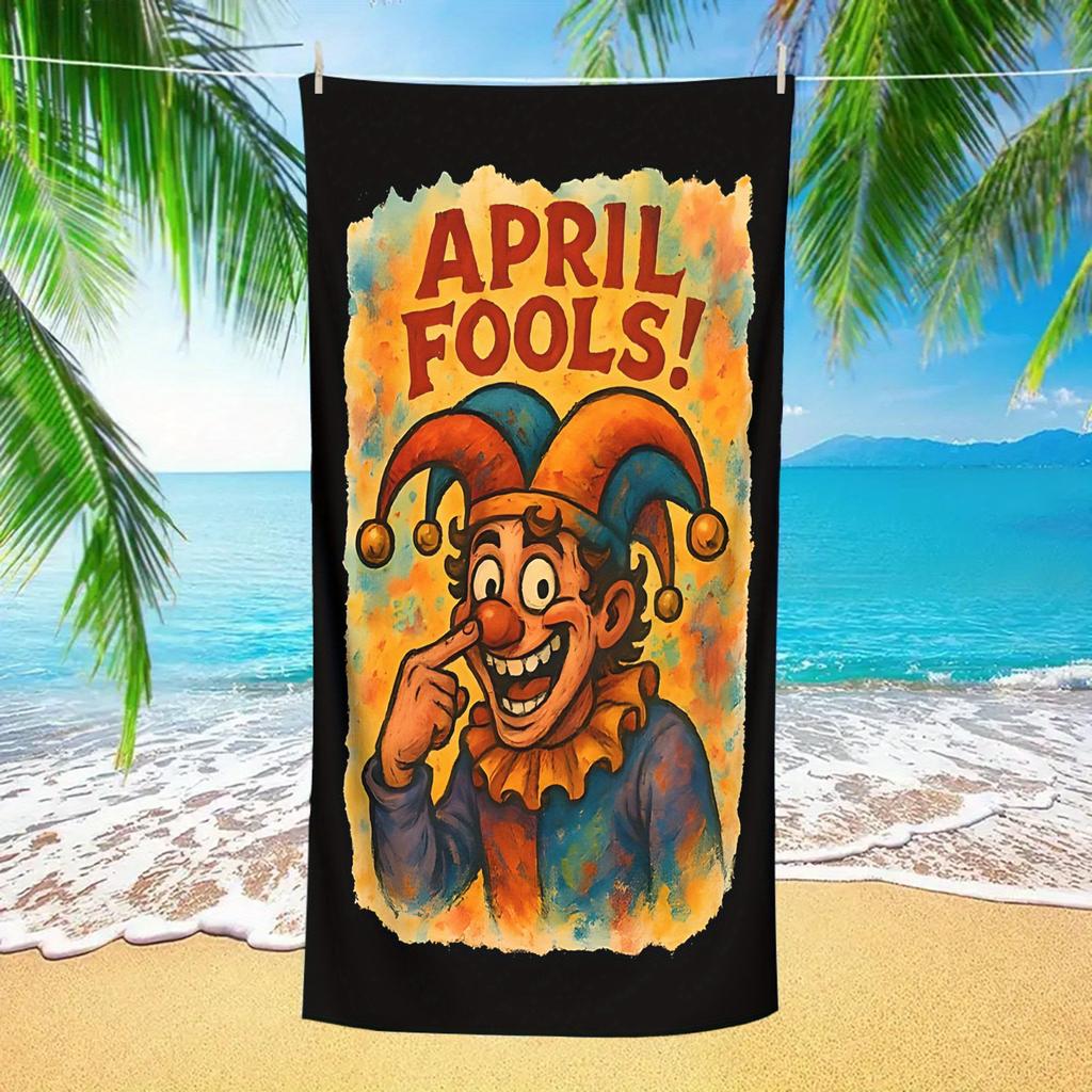 April Fools' Day Beach Towel Quick-Dry Soft Bath Swim Towel with Funny Joker Design Lightweight for Pool Travel Camping