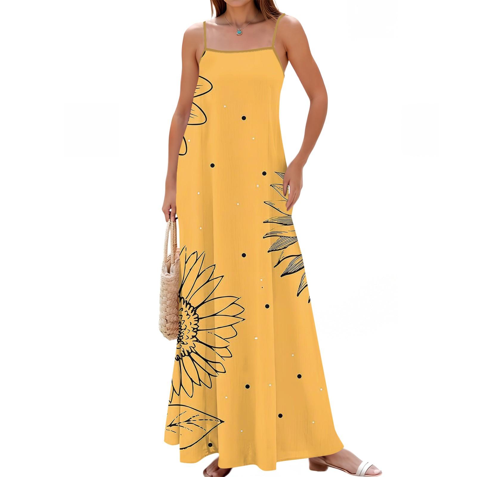 

Жіночий літній повсякденний модний регульований сарафан з принтом XL помаранчевий