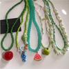 Summer Cute Harajuku Cartoon Fruit Tomato Strawberry Ceramic Fish Pendant Beads Choker Necklace Charm Y2K Jewelry Accessory Gift