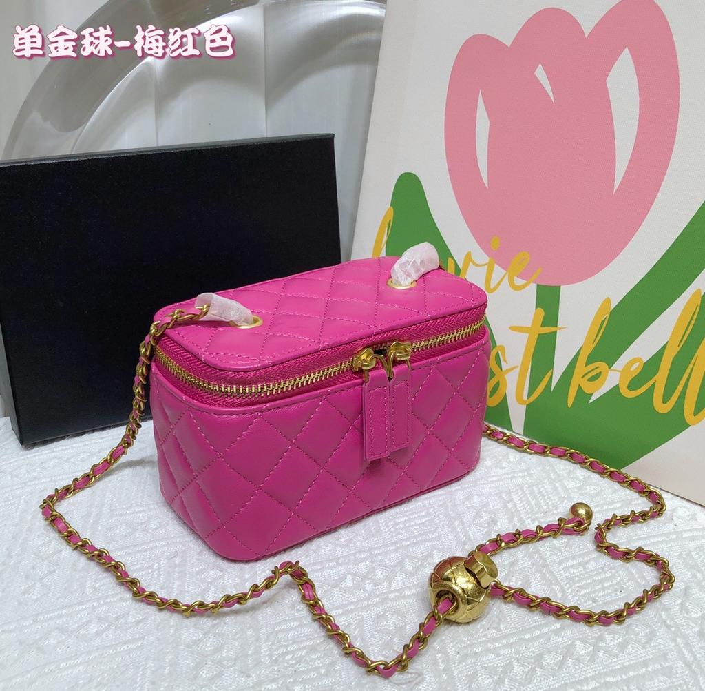 Rhombus chain bag 2024 new sheepskin box bag genuine leather women's bag mini lipstick bag shoulder messenger bag
