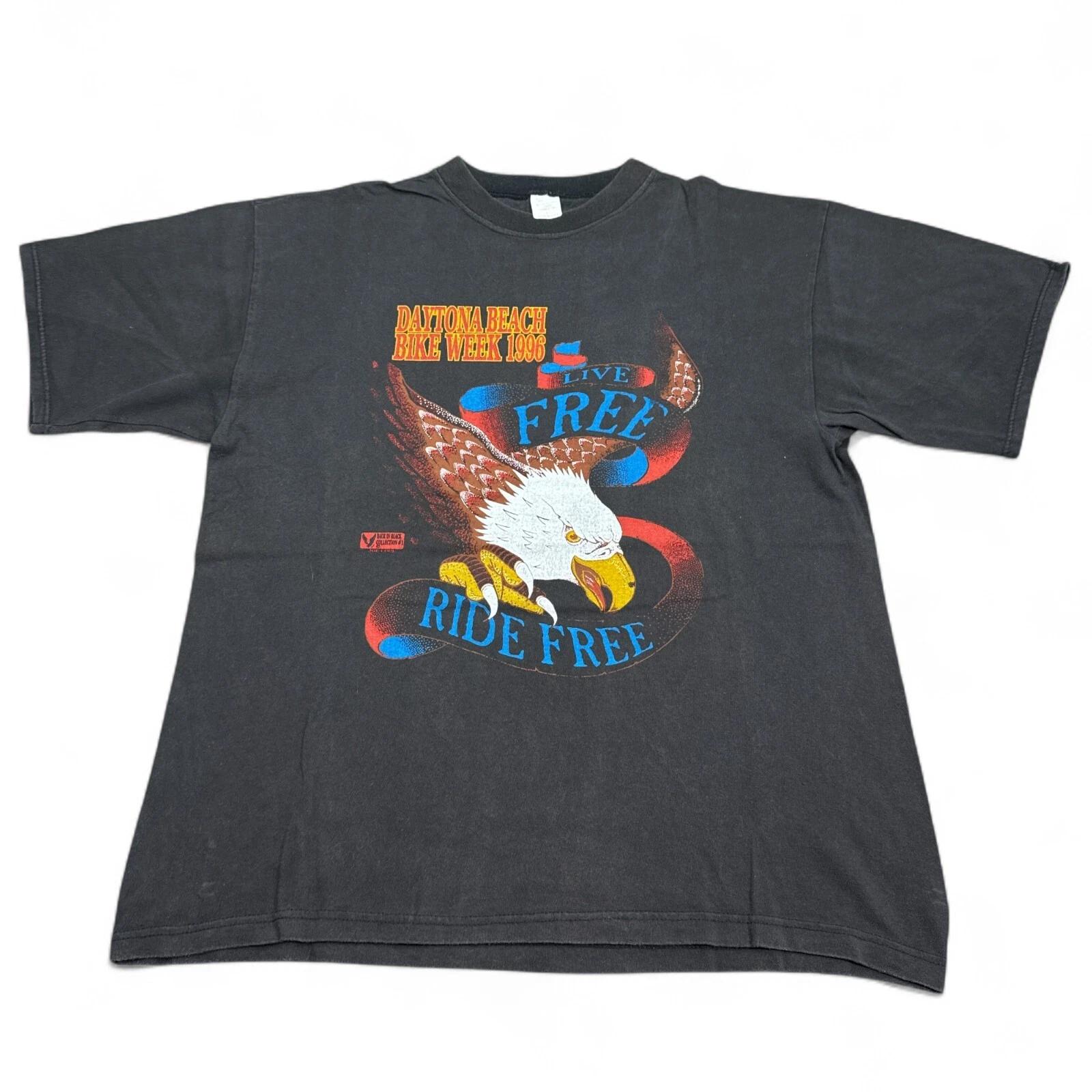 

Vintage 90s Bike Week Tee Shirt Adult Size Large Double Sided Chopper Eagle HOG 4XL