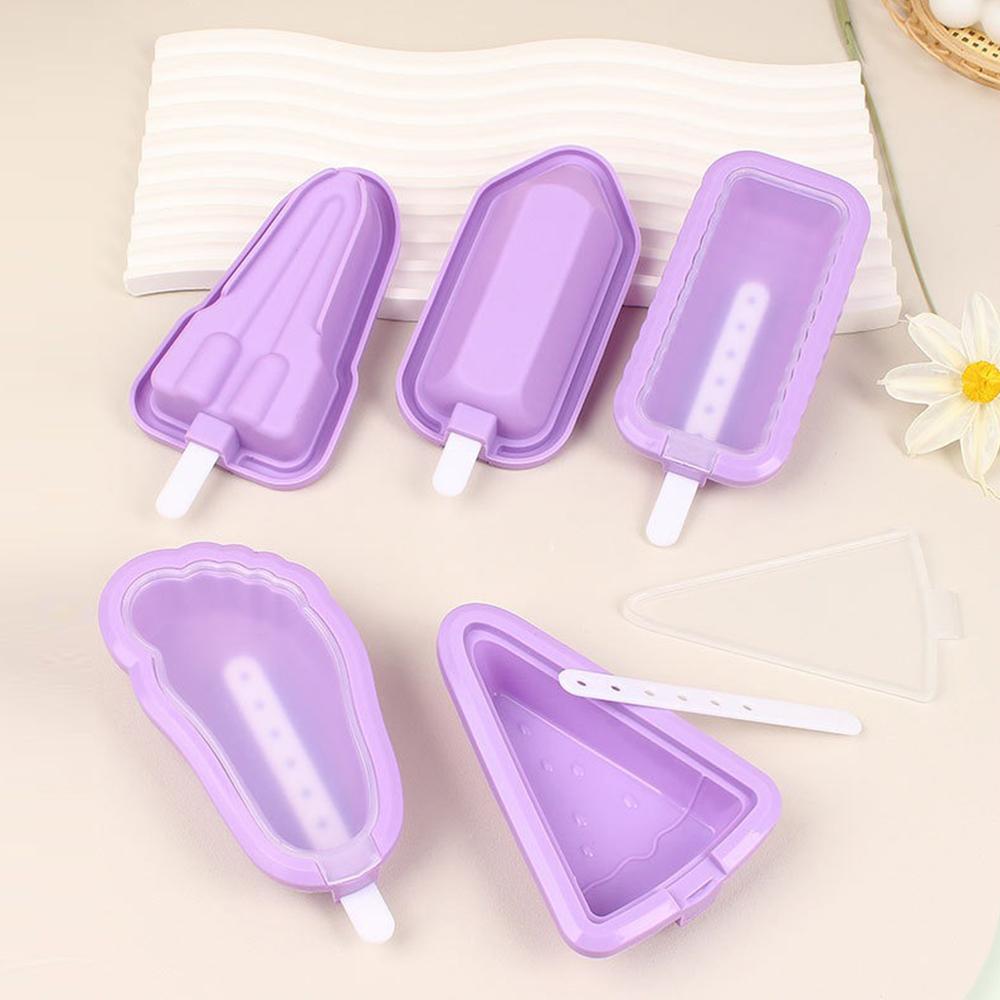 Set(5PCS) Summer Homemade Silicone Ice Cream Mold With Multiple Shapes For Household Ice Cream Making Tools