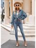 Single Breasted Pocket Waffle Fashion Shirt 2023 Women's Autumn and Winter New European and American Casual Loose Tops