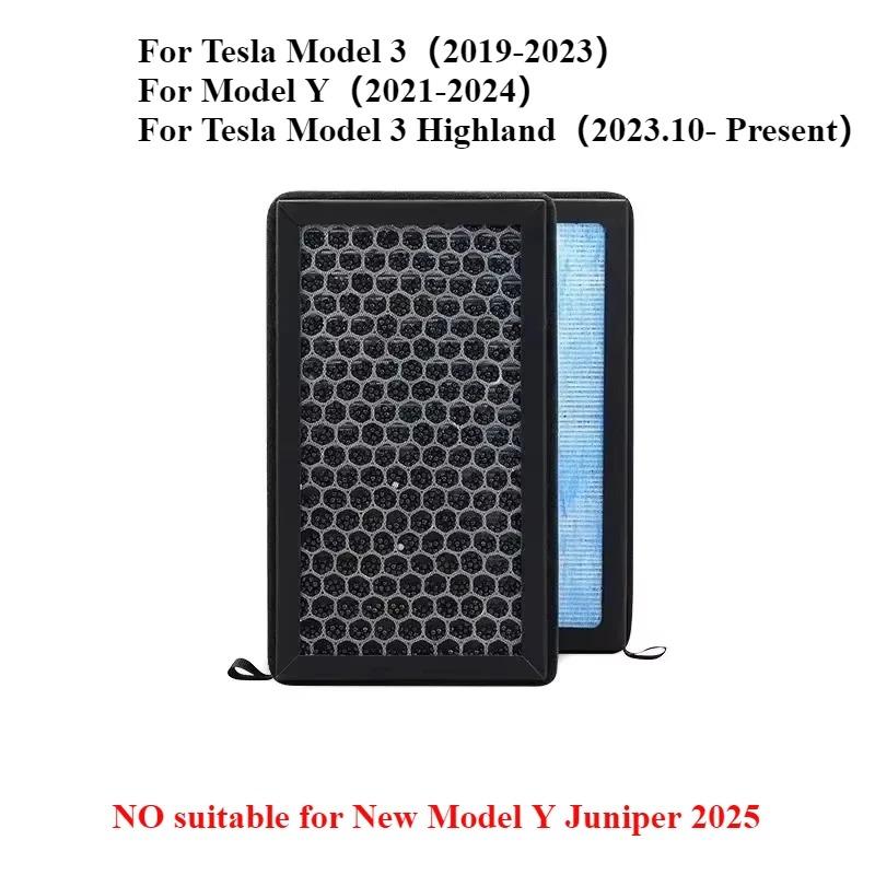 2pcs/Set For Tesla Model 3/Y/3 Highland 2024 HEPA Activated Carbon Air Filter Air Conditioner Filter Element Replacement Kit