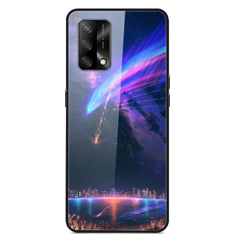 For OPPO A74 4G Case Tempered Glass Hard Phone Case Luxury Case for OPPO A74 5G A 74 Protective Bumper Shockproof Funda Coque