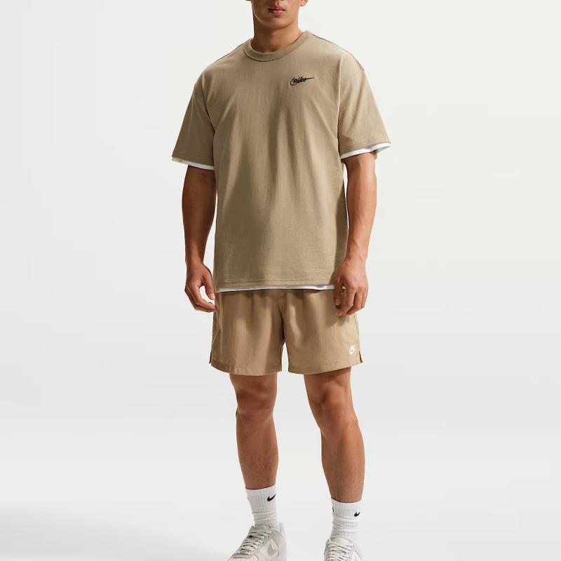 Nike Sportswear T Shirts Men's Khaki Crew Neck Moderate IV2639-247