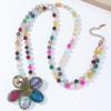 New fashion handmade aluminum wire glass flower multi-color beaded long necklace stackable sweater chain accessories