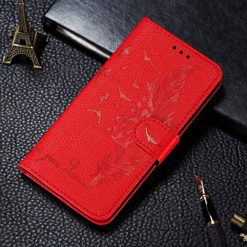 Lychee Feather Leather Case for iPhone 14 - Protective Cover with Card Slot - Flip Design for iPhone 13.