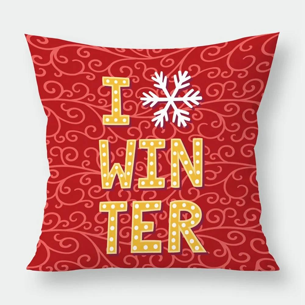 Christmas Printed Sofa Bedroom Living Room Pillow Seats Decorate Christmas Printed Printed Cushion Cover Decoración Navideña