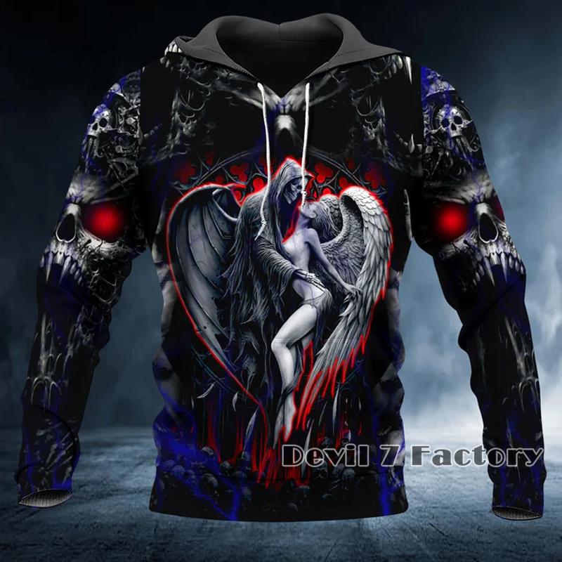 Felpa Con Cappuccio Uomo ENLACHIC Stampa 3D Corvo Vichingo - Manica Lunga, Tasca Frontale, Taglie S-3XL