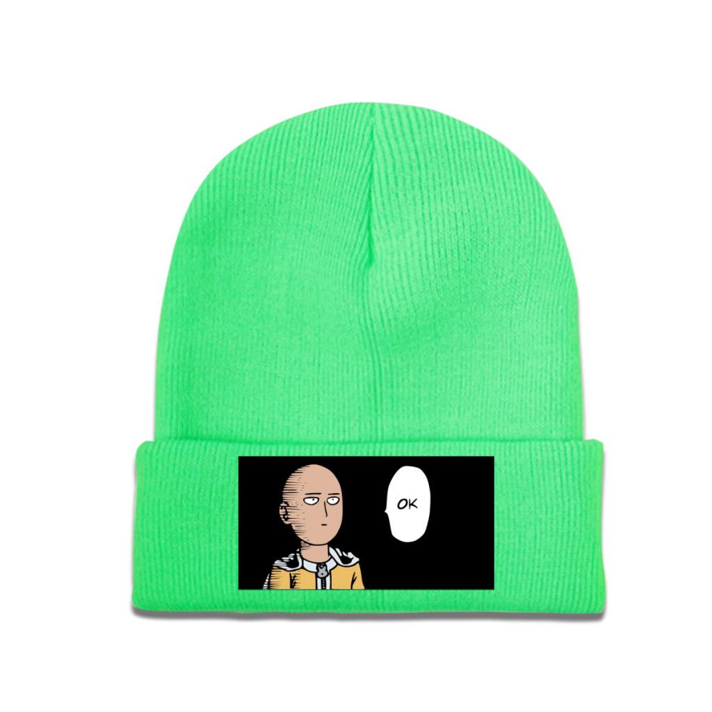 One Punch Man Manga Knitted Caps for Women Unisex Beanie Autumn Winter Hats Saitama Ok Anime Crochet Cap