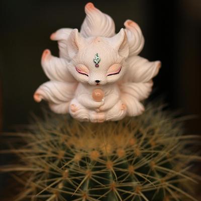 Dashboard Decorations Cute Auspicious Car Figurines Automotive Nine-Tailed Fox Dash Ornaments For Women Girls Vehicle Truck RV