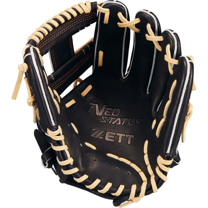 ZETT Neo Status Youth Softball Glove for Second and B Size BJGB70510N Shortstop, Black/Pastel (1932), L,