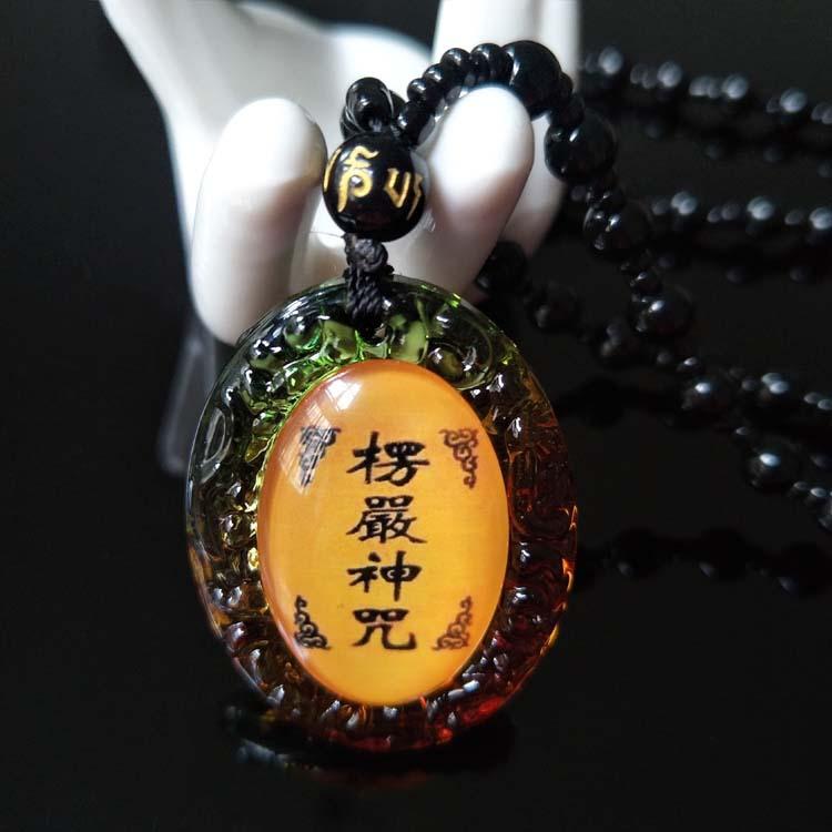 New glazed Shurangama mantra pendant pendant, scripture protection, men's and women's necklaces