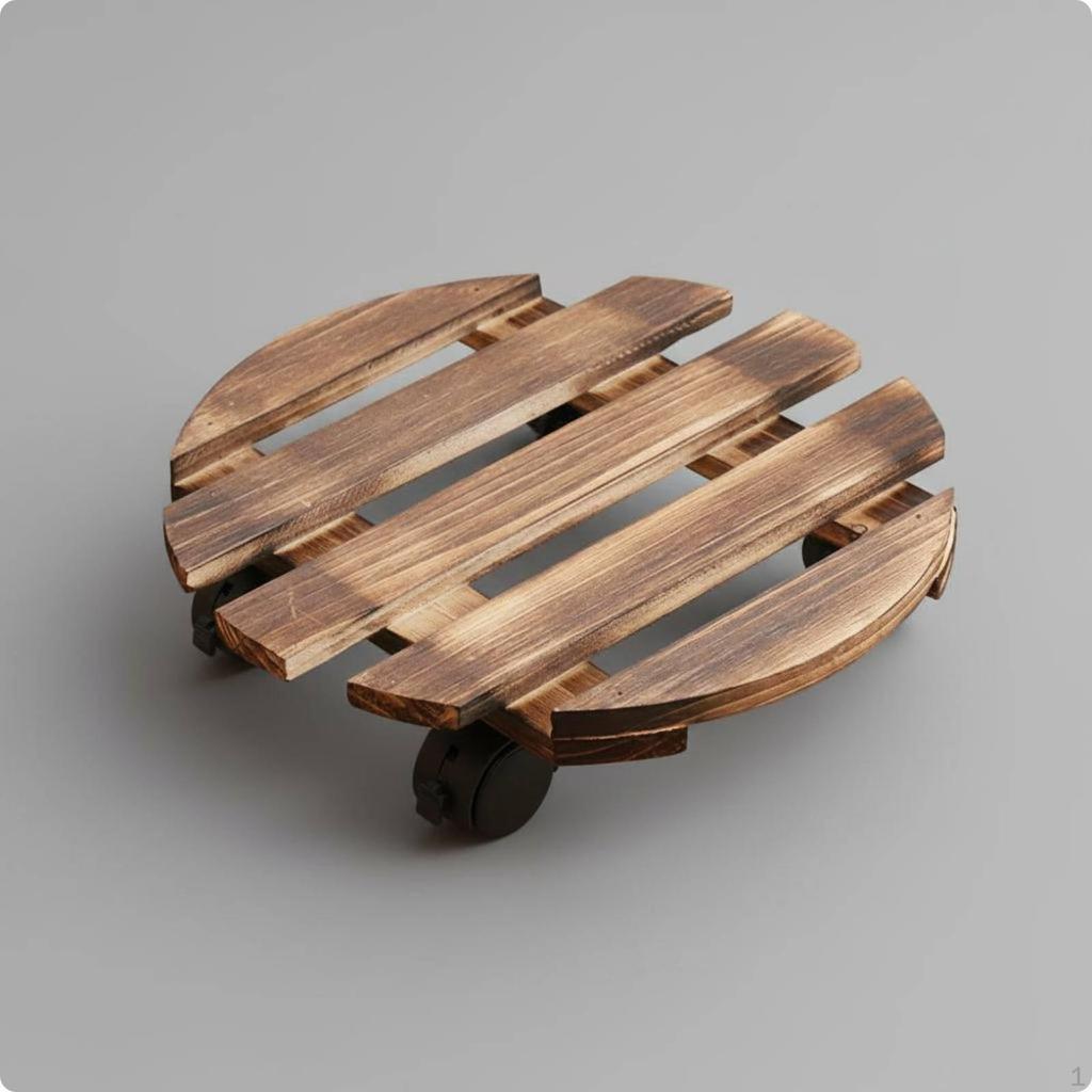 Rolling Plant Stand Effortlessly To Move Pot Trolley with Wheels Heavy Duty Wooden Mover 25CM