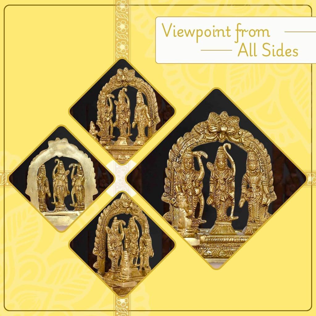 Ram Darbar Brass Murti Statue for Pooja Room & Gift, Religious Idol Figurine for Home & Office Decor, Hindu Lord Ram