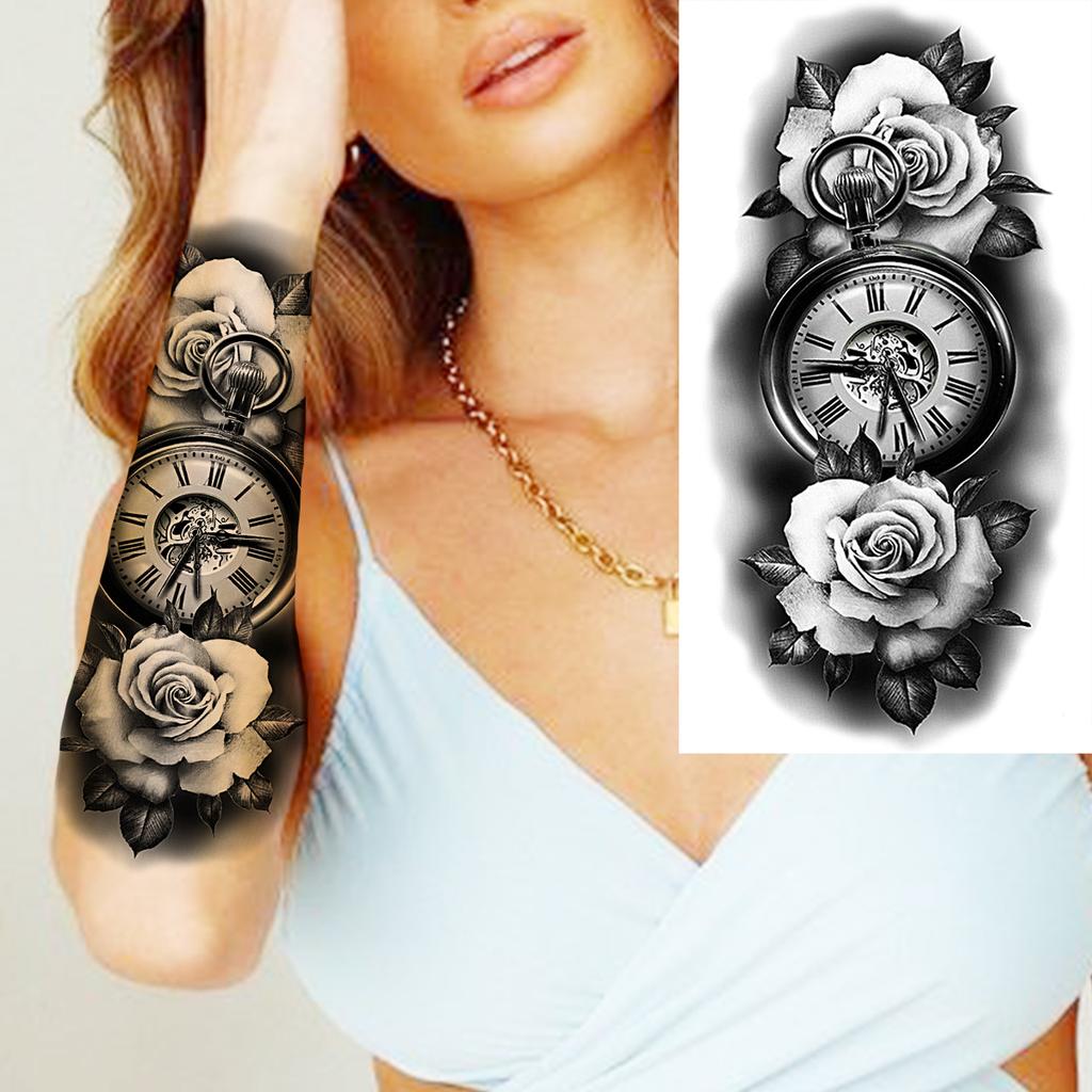 Scorpion Rose Flower Temporary Tattoos For Women Adults Realistic Vampire Wolf Scary Snake Crown Fake Tattoo Sticker Arm Tatoos