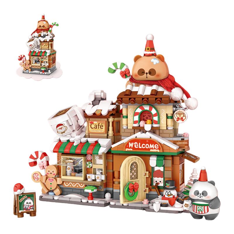 LOZ Christmas gift, folding street gingerbread house DIY building model assembly, building blocks toys, children's holiday gift