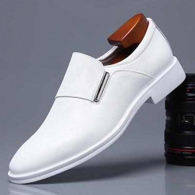 Chaussures habillées en cuir britanniques à bout pointu pour hommes d'automne - Blanc