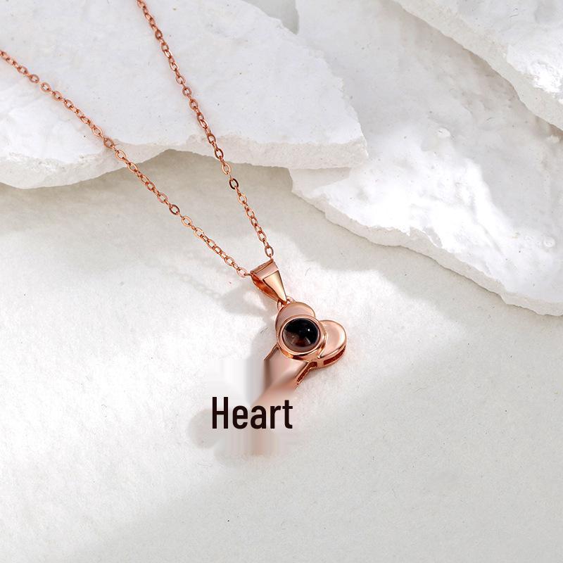 Silver "I Love You" Projection Dog Paw Necklace - Cute Pet Print Sterling Pendant, Christmas Gift