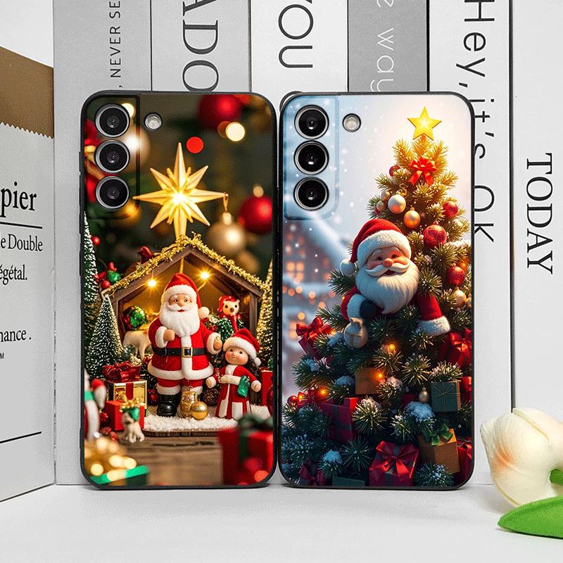 Cartoon Christmas-themed Santa Claus Phone Case for Samsung Galaxy S25 S24+ S23 Ultra S22 Plus S21 FE M53 Shockproof Soft Cover