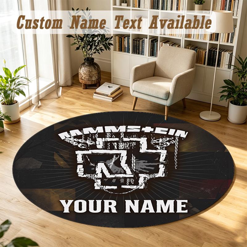Round Rug Custom NameRammstein Pattern Non Slip Carpet Home Floor Decor