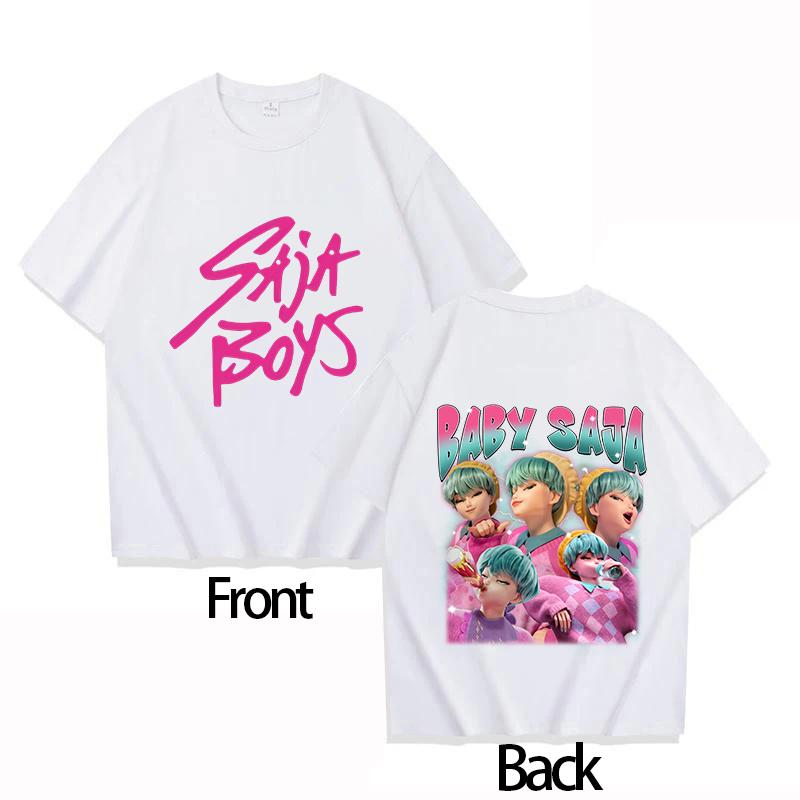 Boys Girls T-shirt Hot KPOP Demon Hunter Tiger Derpy Parent-child Cotton Round Neck Girls Short-sleeved Comfortable Adult Top